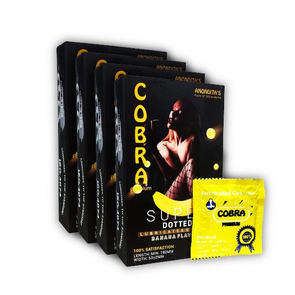 Cobra Premium, Super Dotted Banana Flavoured Condoms - 10pcs